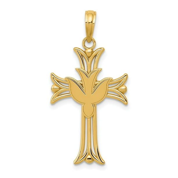 15.5 mm x 30mm 14k Yellow Gold Cross Pendant 15.5 mm x 30mm 14k Yellow Gold Cross Pendant